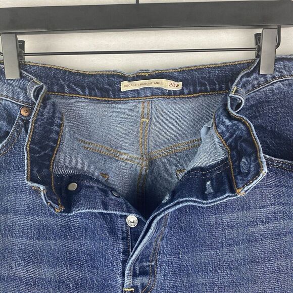 Levis Ribcage Straight Ankle Jeans Womens Size 20W Blue Pockets Denim Pants - Picture 10 of 15